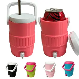 12oz Insulated Cup Holder with Handle, Portable Drink Sleeve, Keeps Hands Dry, 3D Printed Mini Water Bottle Design, Outdoor Party Accessory