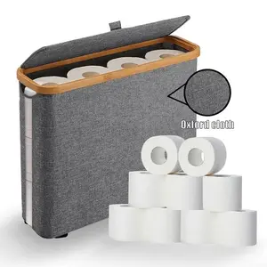 Elegant 12-Roll Toilet Paper Storage Basket, Stackable Foldable Woven Organizer, Water-Resistant Freestanding Tissue Stand, Modern Farmhouse Bathroom Decor Accessory, Ideal Housewarming Gift