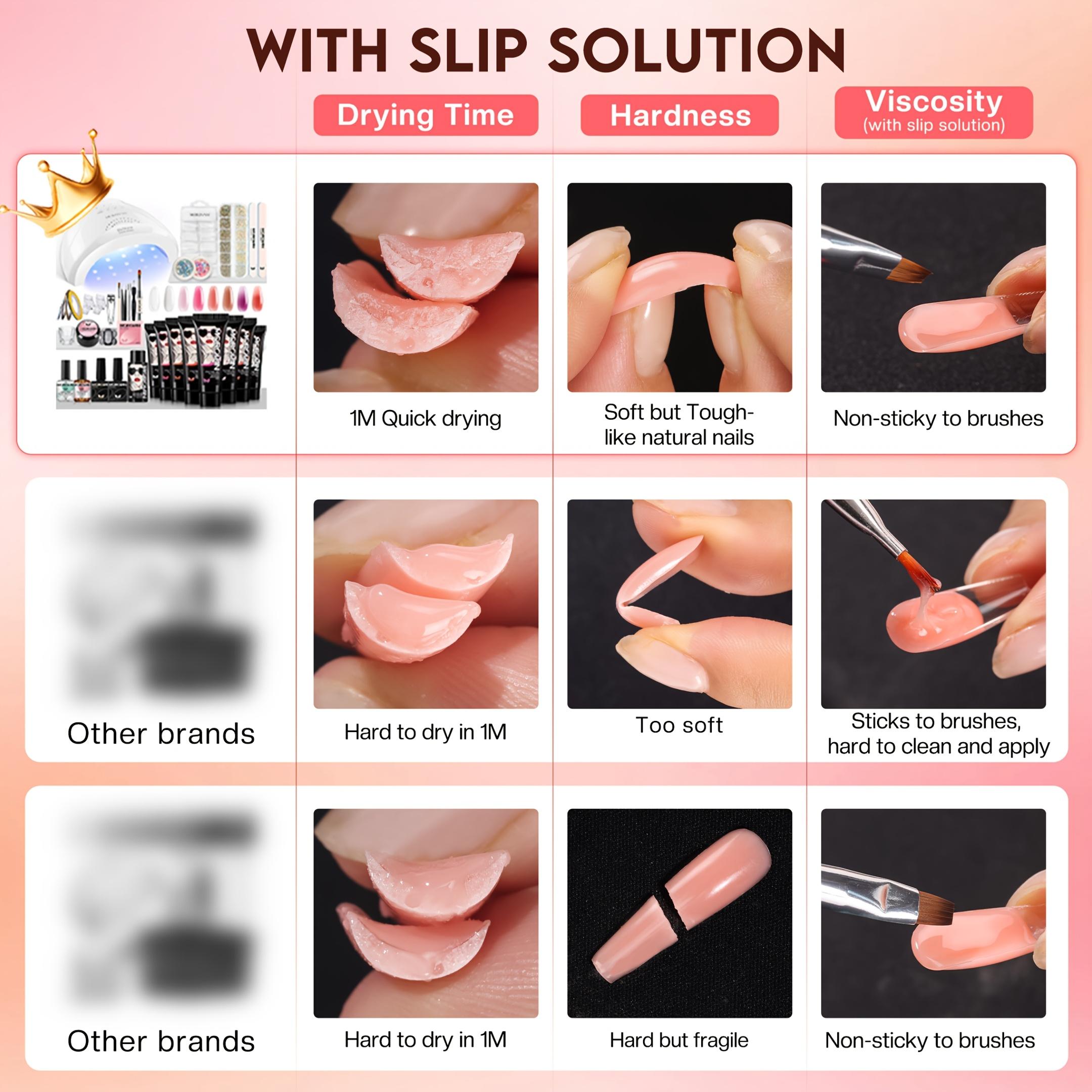 MOROVAN Poly Nail Gel & Glitter Powder Kit: Professional Nail Extension Set with Curing Lamp for Beginners and Artists