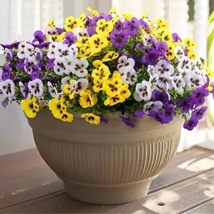 12 / 24 Bundles Of  Artificial Tricolor Violet Flowers, Suitable For Outdoor Use, Imitating UV Resistant Tricolor Violet Flowers, Suitable For Outdoor Flower Pots, Front Doors, Porches, Courtyards, Terraces, Windowsills, And Home Decoration Lifelike Fake