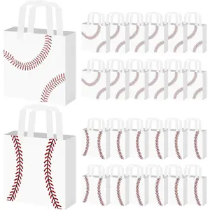 24 Pack Baseball Snack Bags Baseball Party Favor Bags Non-Woven with Handles - Baseball Goodie Bags for Kids Team Snacks, Boys Birthday Party Decorations,