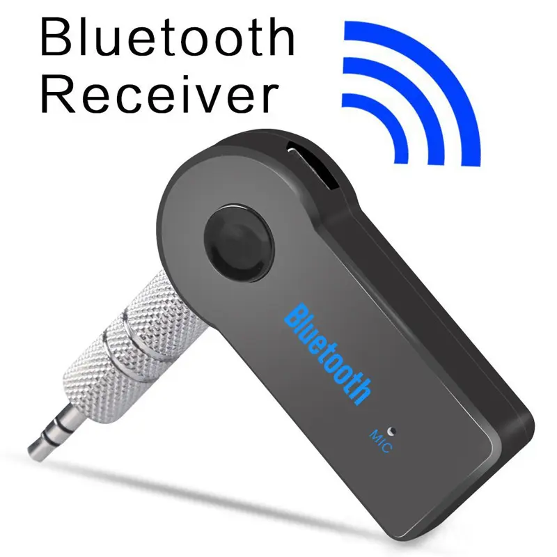 New 2-in-1 Wireless Bluetooth Adapter, 3.5mm Headphone Jack & Aux Jack for Car Music Audio, Handsfree Transmitter for Phones/Tablets, Speaker Amplifier & On-the-Go Use