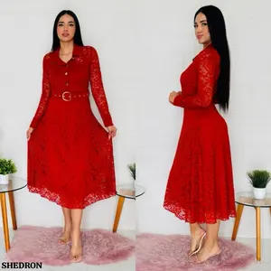 Beautiful mid lace dress color shedrom perfect for your special occasion or for church  one size for S/M