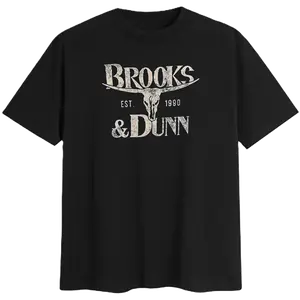 Brooks & Dunn Merchandise Distressed Logo Men's T-Shirt Sweatshirt, Rap Hip Hop Rock Vintage Style, Heavy Cotton Fabric Menswear Tops