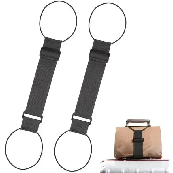2 Adjustable Heavy Duty Nylon Luggage Straps Anti Slip Elastic Travel Binding Belt Easy Install Safe Luggage Fixation Pressure Relief Travel Accessory-MM1