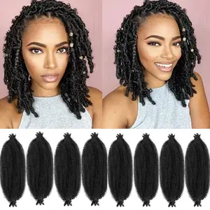 1B Color Marley Twist Braiding Hair 8 Packs 12 Inch Synthetic Pre-Separated Springy Afro Twist Hair