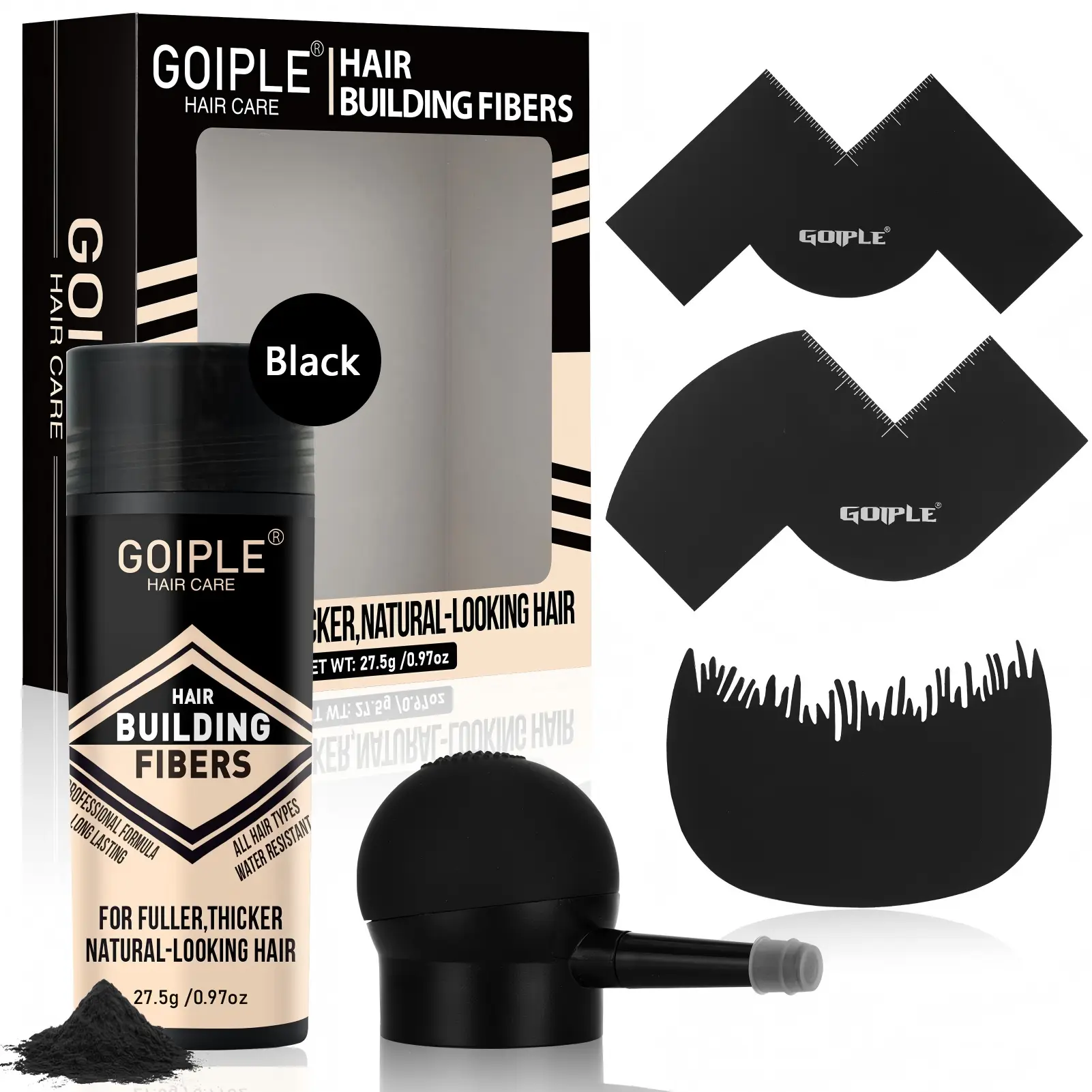 【Deals for You Days】 Men's Hair Building Fibers Set -Instant Hair Thickening Powder Natural Haircare Styling for Fuller Looking Hair Fathersdaygift (Black) Love At First Find