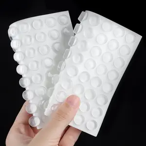 Door Bumpers - Clear, Sheets of 128, Small Soft Adhesive Pads for Cabinet, Corner, Wall Protector, Round Thin Sound Dampening