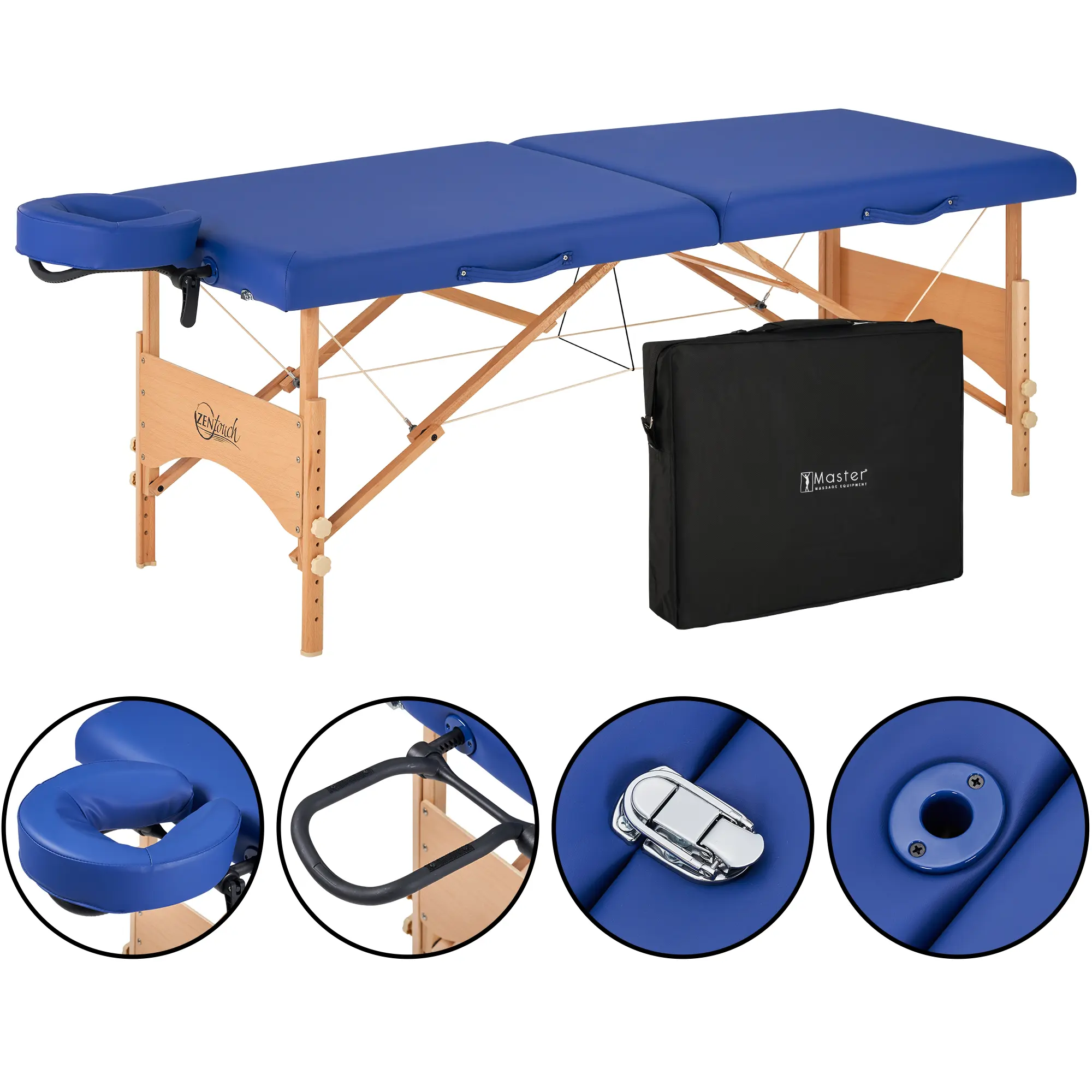 Master Massage Zen-Touch Brady 27" Portable Massage Table – Lightweight Beauty, Tattoo, Spa, Salon, and Facial Bed – Sky Blue Wood Frame