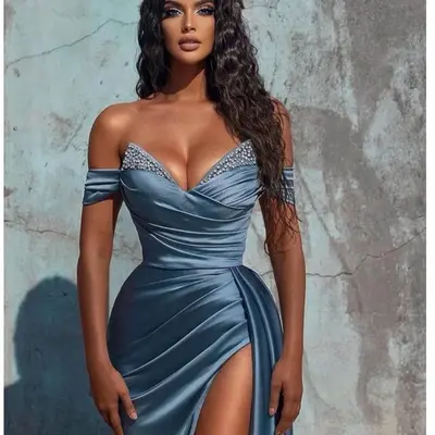 belinda off the shoulder slit satin formal dress hot pink bridesmaid dresses