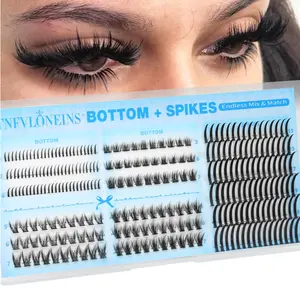 Bottom Lash Clusters with Spikes 4 Styles Bottom Lashes with 12-22MM Upper Spikes Eyelash Clusters Match Dramatic Cluster Eyelash Extensions DIY Evil Lash Extensions by TNFVLONEINS
