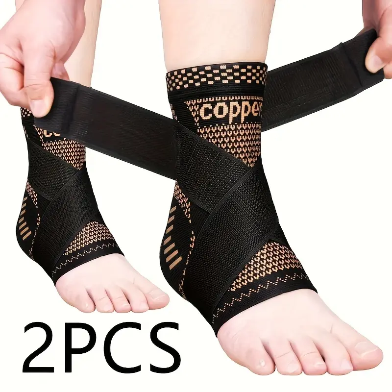 Copper Ankle Brace Support for Men & Women (1 Pair), Best Ankle Compression Sleeve Socks for Plantar Fasciitis, Sprained Ankle, Achilles Tendon, Pain Relief, Recovery, Sports