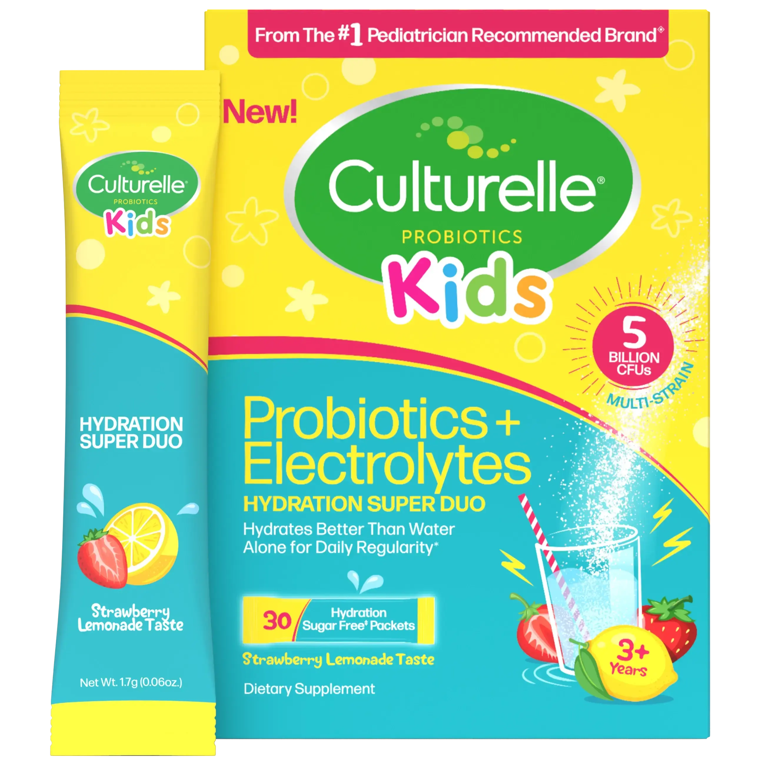 Culturelle Kids Probiotics + Electrolytes Hydration Super Duo Packets - Single-Serve Hydration Drink Mix for Kids