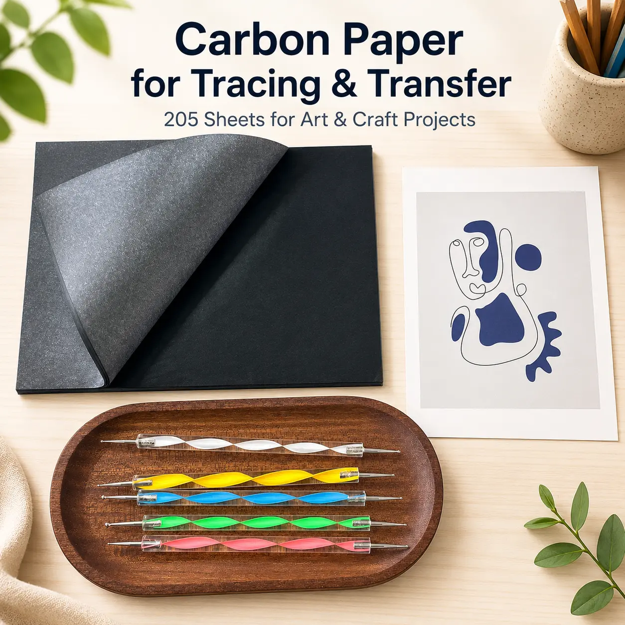 MetMetal Carbon Paper for Tracing & Transfer - 205 Sheets for Art & Craft Projects Art Materials