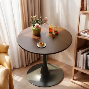 24 Inch Round Dining Table,Mid-Century Tulip Table with Sturdy Metal Pedestal Base, Modern Leisure Table for Small Space Kitchen Dining Room, Easy Assembly