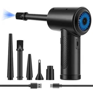 Portable Car Air Duster, Rechargeable Electric Air Blower with LED Light, Multifunctional USB Vacuum Cleaner for Car Computer Keyboard