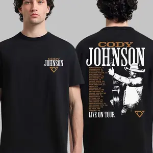 Cody Johnson Live On Tour 2026 Photo With Dates Back 2 Sides T-Shirt For Men Women Unisex Graphic Tee Streetwear Crewneck Casual Top Clothing Menswear Outfits .
