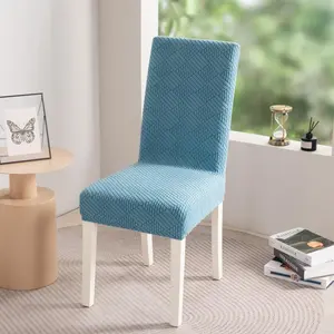 Solid Color Geometric Pattern Chair Cover, 4/6 Counts Removable Washable Chair Slipcover, Chair Protector for Home Dining Room Hotel Garden