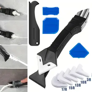 3 in 1 Silicone Caulking Tool Kit-Caulk Remover Tool with 4 Angle Scrapers,Grout Removal Tool,Caulking Finger,Glass Adhesive Angle Scraper for Bathroom Flooring,Kitchen,Window,Sink Joint,Frames Seal,Home repair tools