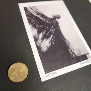 Into the Dark 4x6 Signed Angel Art Print Numbered Mini Colectible Charcoal Artwork Hand Signed And Numbered Premium 18pt Cardstock