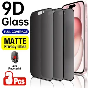 3pcs Matte Privacy Screen Protector for iPhone 17/16/15/14/13/12/11/Pro/Pro Max/Plus/Mini/17 Air/16e/XR/X/XS/XS MAX,Full Coverage,9H Hardness,Anti-Spy,Anti-Fingerprint,Anti-Glare,Easy to Install