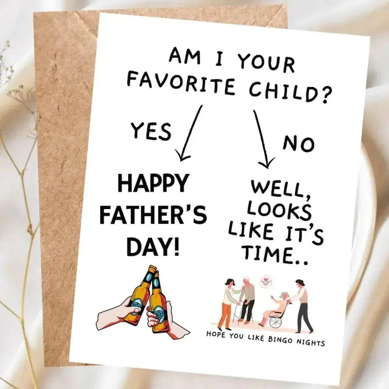 Funny Father's Day Card for Dad – "Am I Your Favorite Child?" Humor Card, Sibling Rivalry Joke, Gift for Dad, Greeting Card with Envelope- TrendyGiftUSA