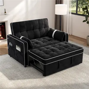 Costoffs 3-in-1 Pull-Out Sofa Bed, Convertible Sleeper Chair with USB Ports, Adjustable Backrest & Storage Pockets, for Small Apartments & Studios