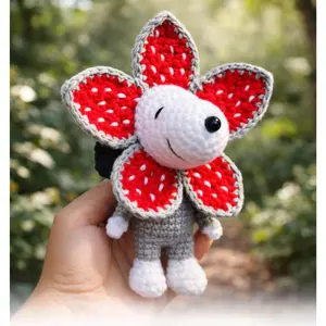 Flower Dog Crochet Plush Handmade Amigurumi Flower Puppy Doll Cute Crochet Animal Toy Kawaii Gift