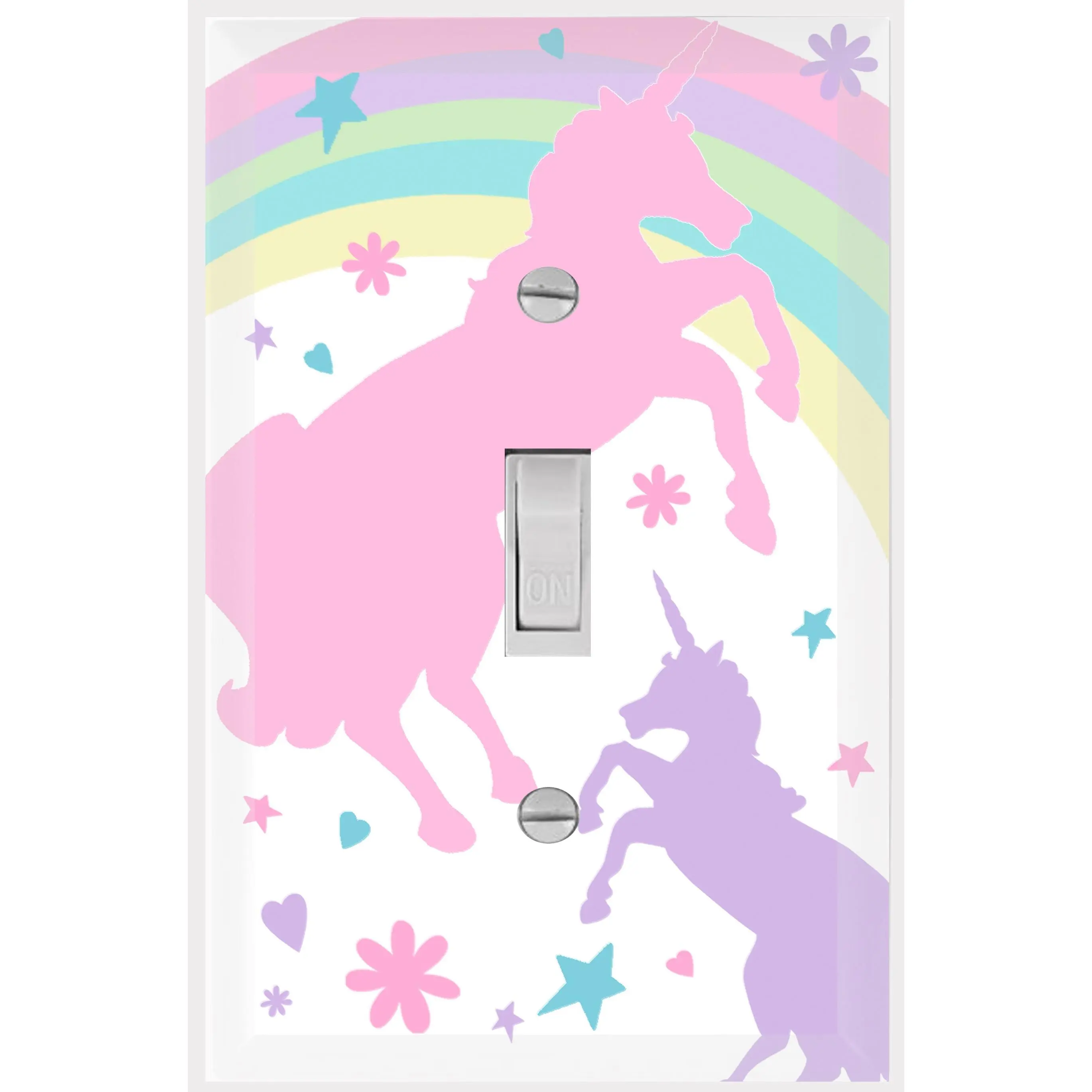 Pastel Unicorn Light Switch Cover - Decorative Plastic Cover for Nursery and Stickers