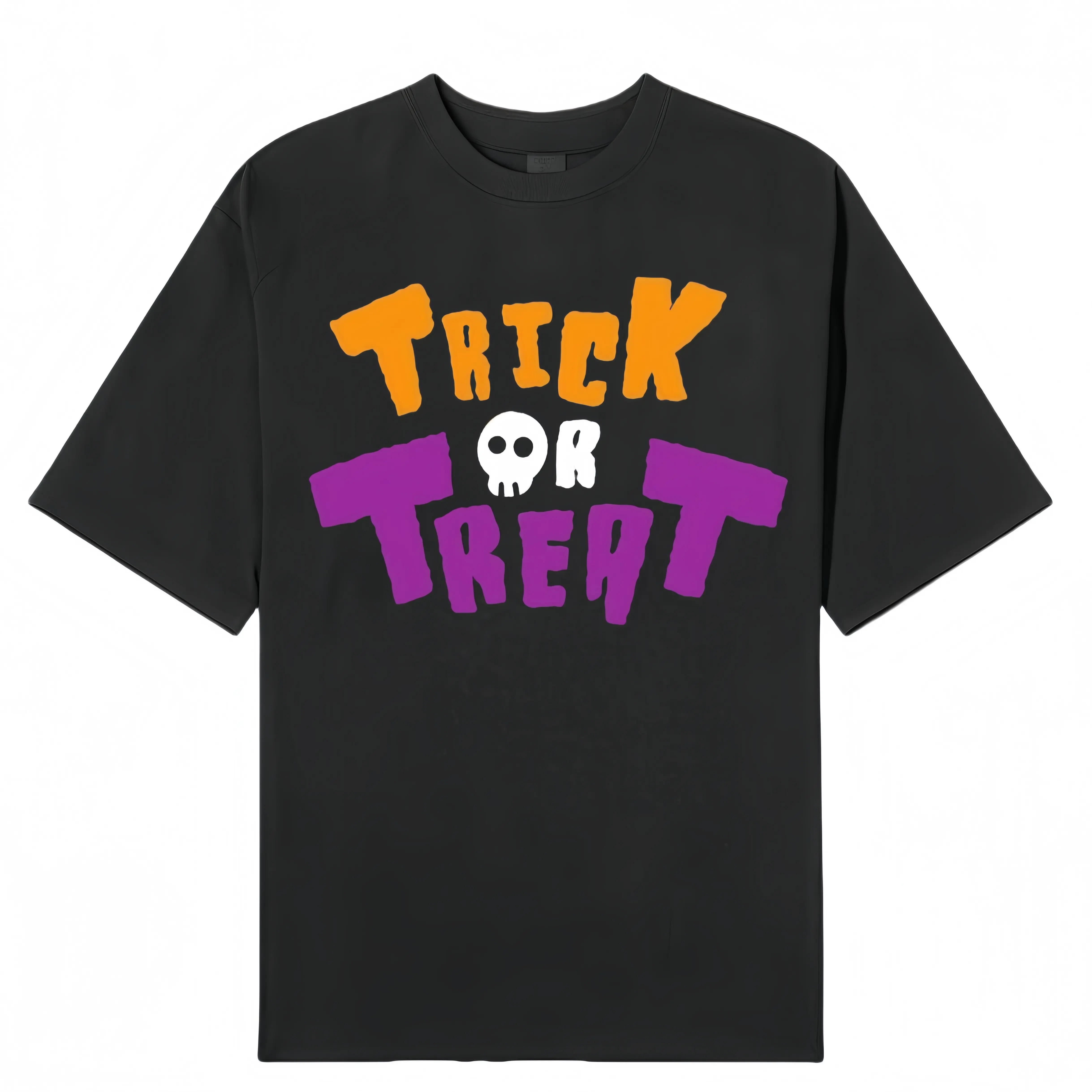 Halloween Trick or Treat skull letter print T-shirt loose unisex short sleeve unisex style Halloween party essential Halloween gift