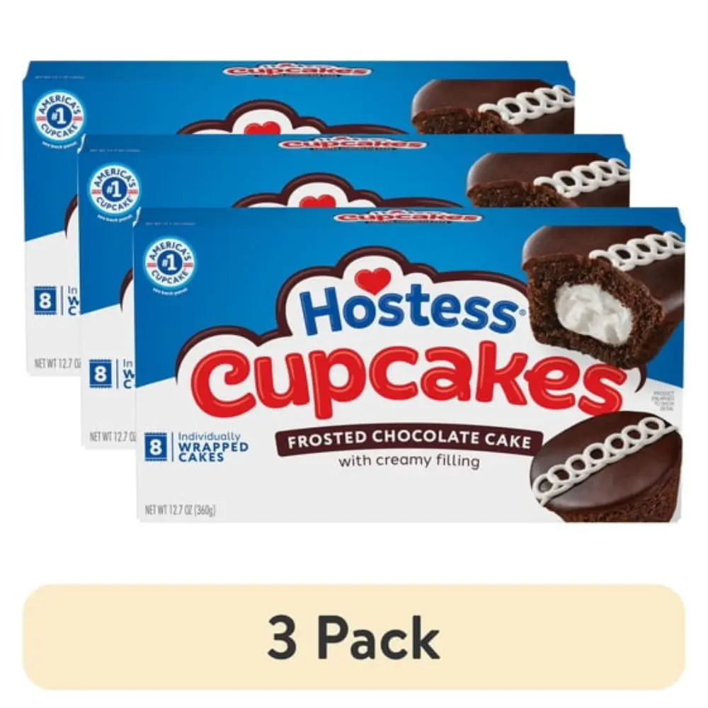 (3 pack) Hostess Cupcakes, Chocolate Snack Cakes, 12.7 oz Box (8 Count) (3 pack) Hostess Cupcakes, Chocolate Snack Cakes, 12.7 oz Box (8 Count)