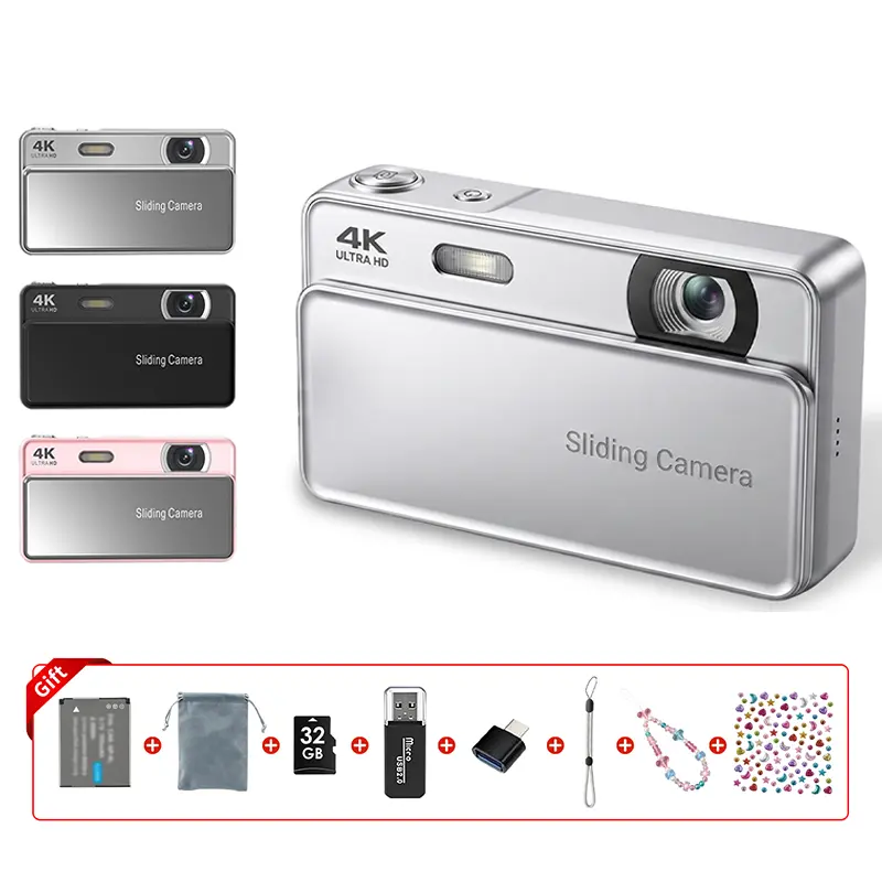 Sohochic Sensor Point & Shoot Digital Camera Gift Set - New Slide Cover, 32GB SD Card, Card Reader, Adapter, Bonus Crystal Sticker, Bracelet, Flash Filter, Ideal for Birthday, Christmas Gifts