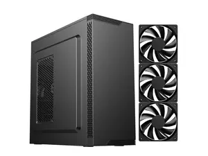 DIYPC  DIY-S05-BK Black USB3.0 Steel  ATX Mid Tower Computer Case, 3 x120mm Black Fan (2 x front, 1x Rear Pre-Installed)