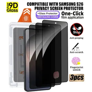 3-Pack Dust-Proof Quick Install Privacy Protective Tempered Glass Film for Smartphones Samsung Galaxy S26/s25/s24/s23/s22/s21, Fingerprint Unlock, Ultra-Thin, Full Coverage Scratch Protection, Screen Protector