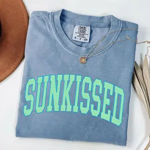 Comfort Colors Sunkissed T-shirt, Oversized Beach Tee for Women, Cute Summer Shirt, Swimsuit Cover Up, Aesthetic Summer Time Outfit  Cotton Fit Soft