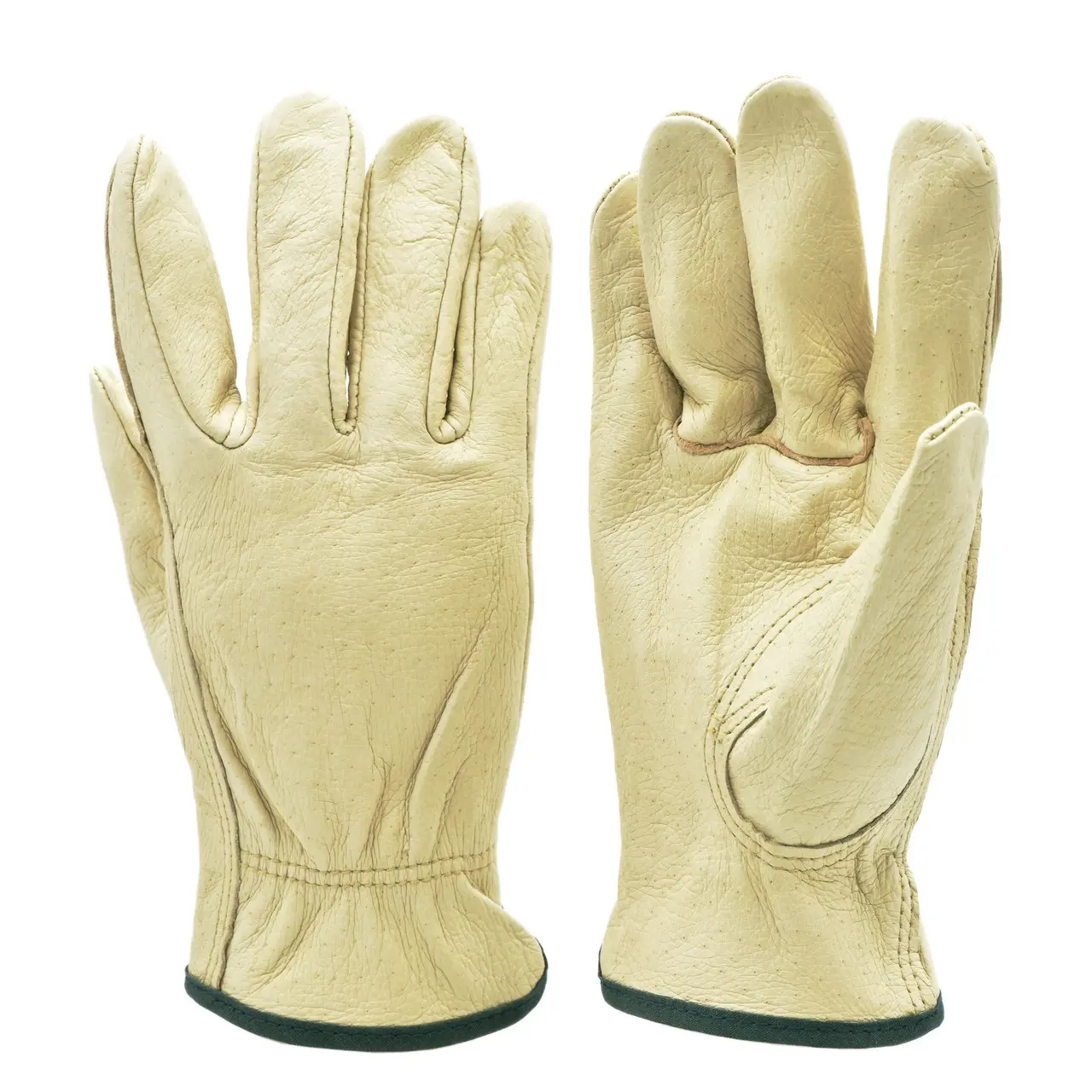 G & F Products 3 Pairs Full Grain Pigskin Leather Work Gloves - Driving Gloves with Durability, Flexibility, Premium Washable Design, 30 Days Guarantee