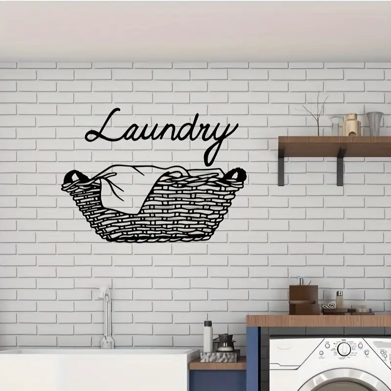 Self-Adhesive Bathroom Wall Sticker, Laundry Room Decal, Toilet Decoration, Letter Printed Background Wall Mural, Window Decor, Home Decor, Adhesive Decals