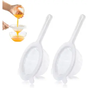 count Plastic Fine Mesh Strainer, Nylon Ultra Strainer for Coffee, Honey, Milk, Flour, Kefir, Nut Milk with Handle (120+200Mesh)