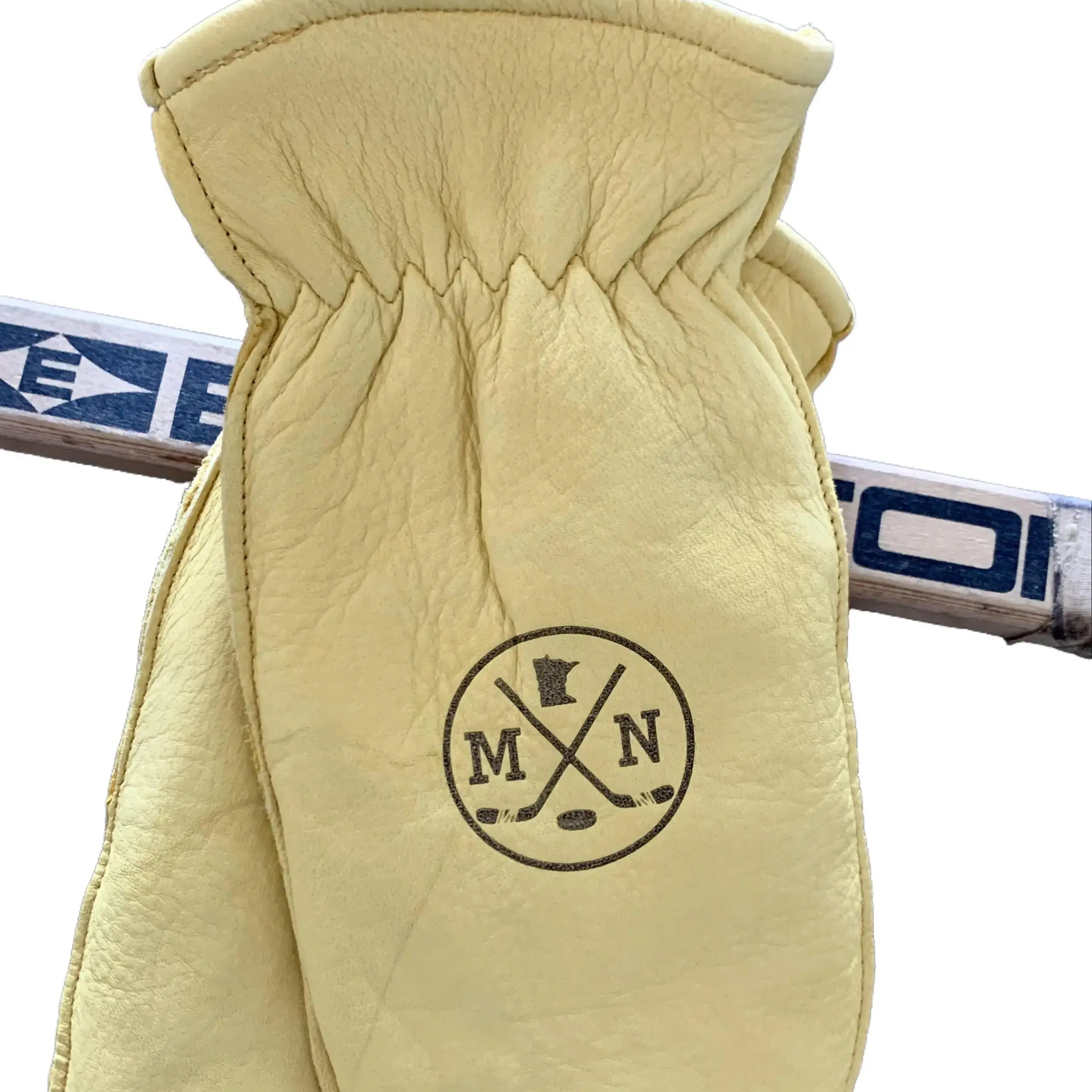 Leather Chopper Mittens with Minnesota Hockey Logo