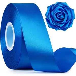 1-1/2 Inch Wide Royal Blue Satin Ribbon, 50 Yards Solid Polyester Fabric Ribbon for Roses Making, Gift Wrapping, Halloween, Wedding Decorations, Crafts, Bows