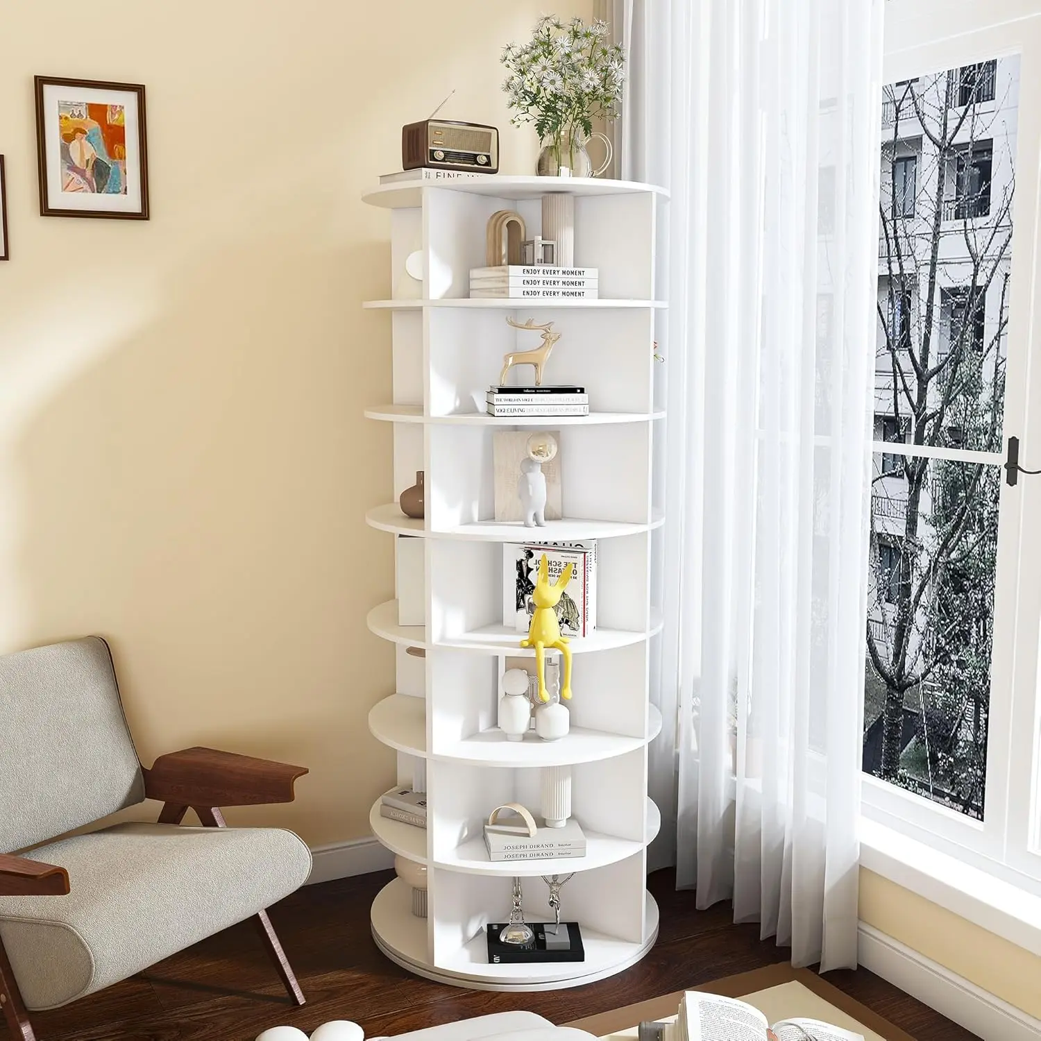 360° Rotating 7-Tiers Organizer Shoe Rack, Fits 24-28 Pairs of Shoes, Spinning and Revolving Round Shoe Rack, for Entryway Living Room Hallway #Summervibes