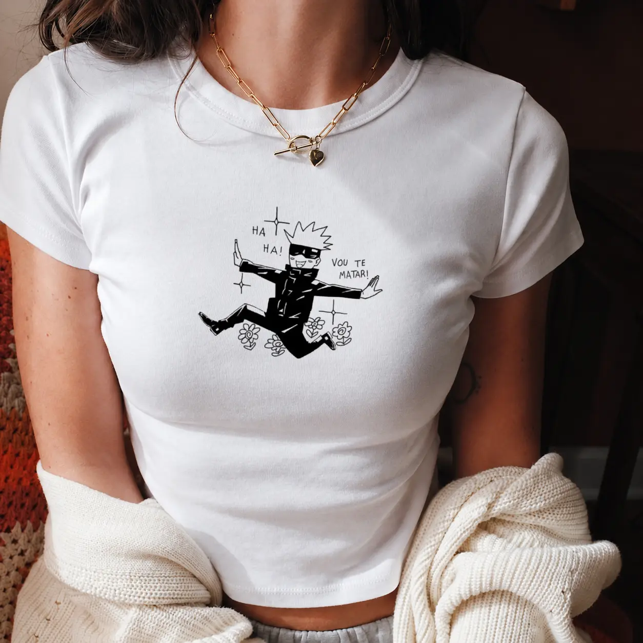 Gojo Satoru Baby Tee, Jujutsu Kaisen Shirt, Graphic Tee, Manga Shirt, Character Tee, Y2K, Kawaii, Vintage, Harajuku, Trendy, Gift for Women