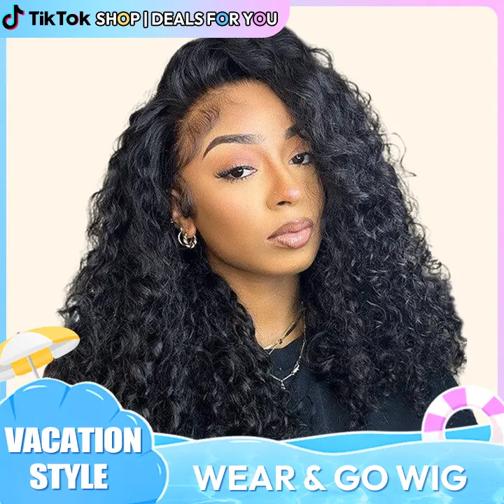 Water Wave Half Wig Human Hair | 3-in-1 Drawstring Wear And Go Invisible Hairline Wig #Deals For You Days