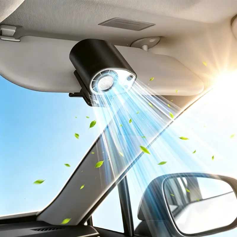 【SummerWins】Joytutus Semiconductor Cooling Detachable Clip-On Car Cooling Fan, Vehicle & Auto Accessories, 360° Rotatable, 100-Speed Adjustable, USB Rechargeable, 3000mAh 20Hr Battery, LED Display, Portable Tech Gadget for Cars,car accessories