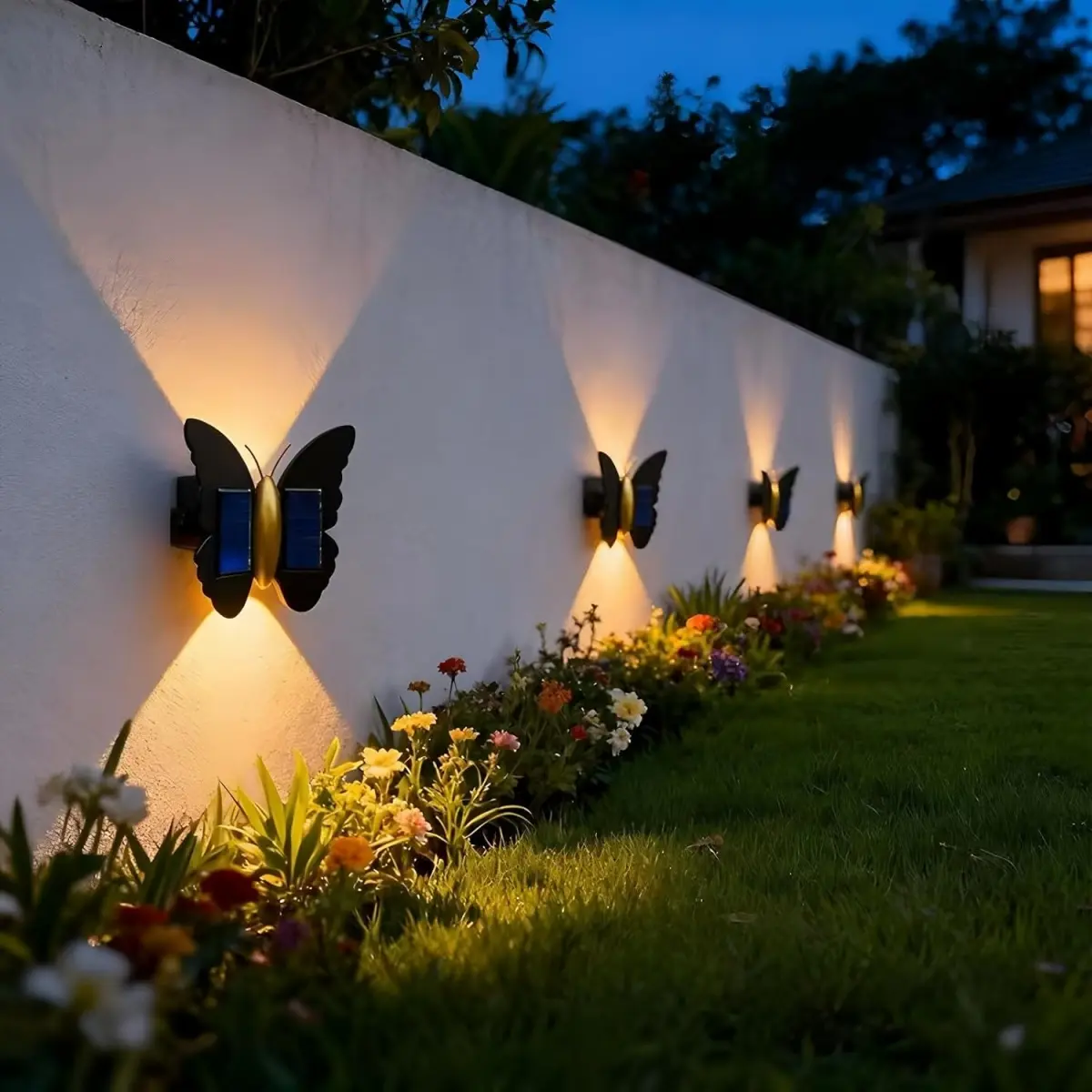 Solar Wall Lights Outdoor Waterproof - 3000K ，Butterfly Wall Lamp,Modern LED Wall Sconce for Garden, Balcony, Courtyard, Terrace