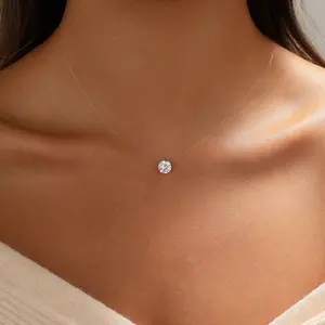 Tasiso Silver Fish-Shaped Pendant Necklace with Large Sparkling Diamond 39cm Chain 5cm Extender Adjustable Elegant Durable Design for Daily Wear