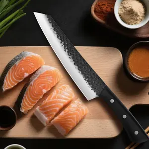 A high-quality professional chef knife, handcrafted with stainless steel blade, ideal for chefs' versatile use, kitchen essentials, and a great choice for festive gifts.