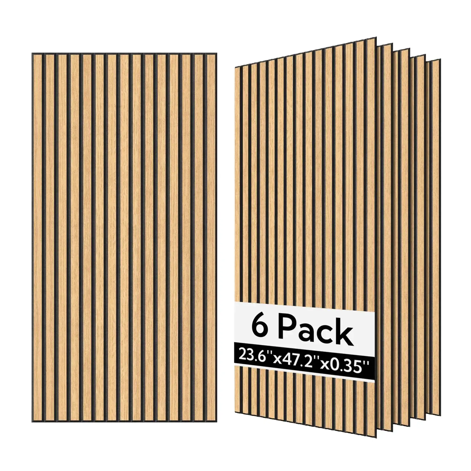 Olanglab Wood Veneer Acoustic Wall Panels 6 Pack, 23.6"×47.2" Sound Absorbing Wall Panels for Interior Wall Decor, Cool oak