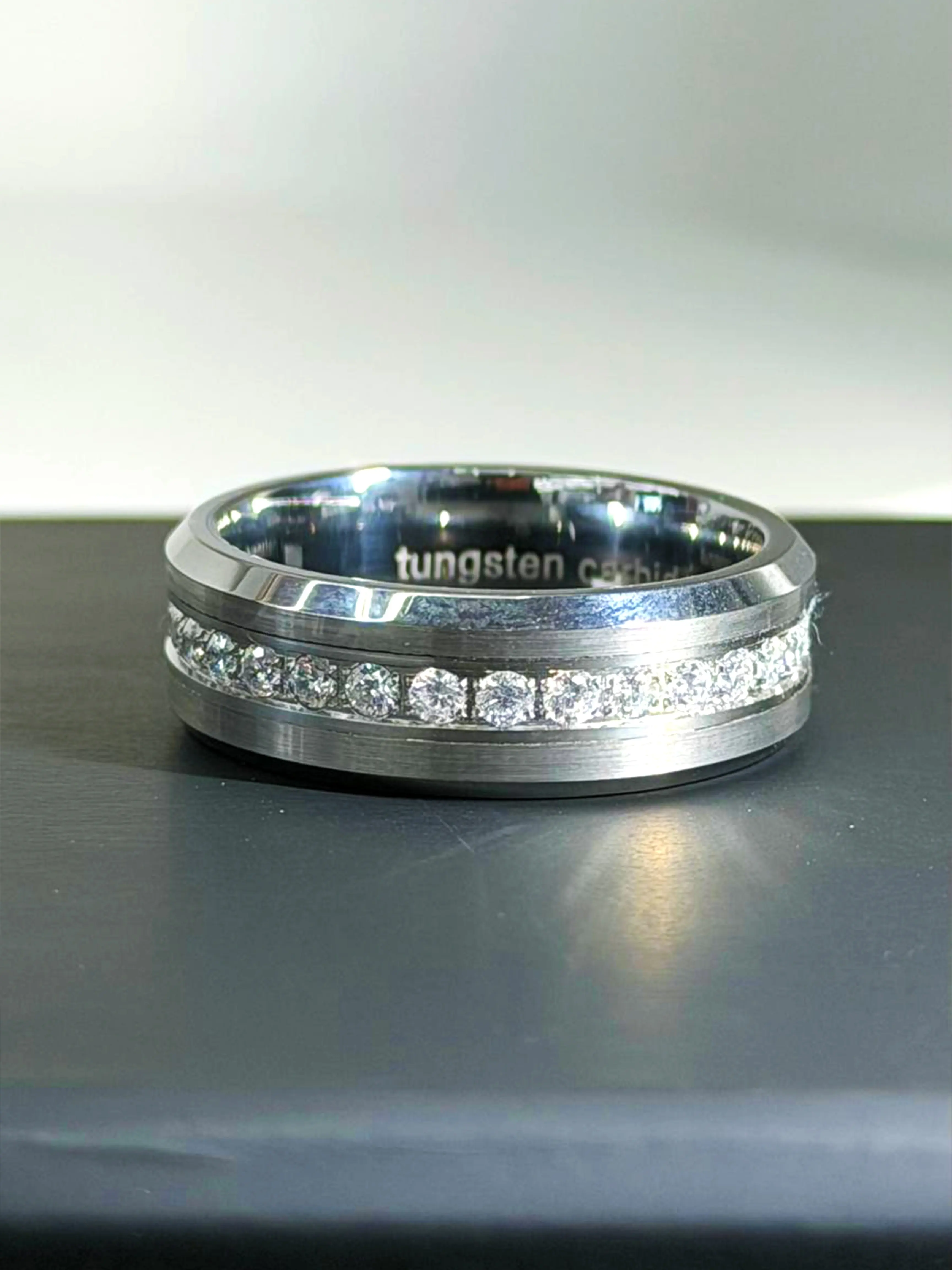 Black Moissanite Band Ring for Men & Women | Iced Out Wedding Band | Luxury Tungsten Ring | Anniversary Gift | Diamond Look Ring