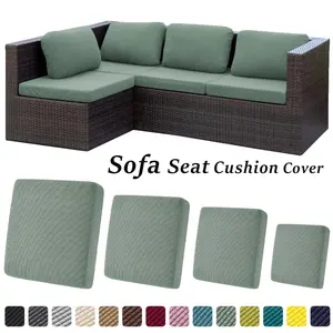2/3pcs Jacquard Patio Sofa Cushion Cover Universal Outdoor Stretch Sofa Cover Solid Color Cushion Protector Waffle Pattern